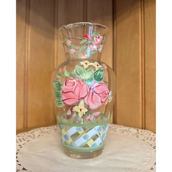 Vintage Waverly Garden Room Cottage Collection Hand Painted Glass Vase - Picture 6 of 7